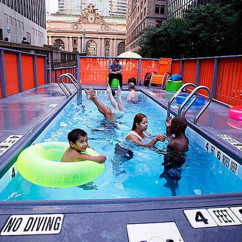 Garbage Dumpster Swimming Pools on the Streets of New York Amusing